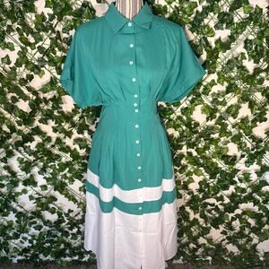 New green and white striped maxi dress